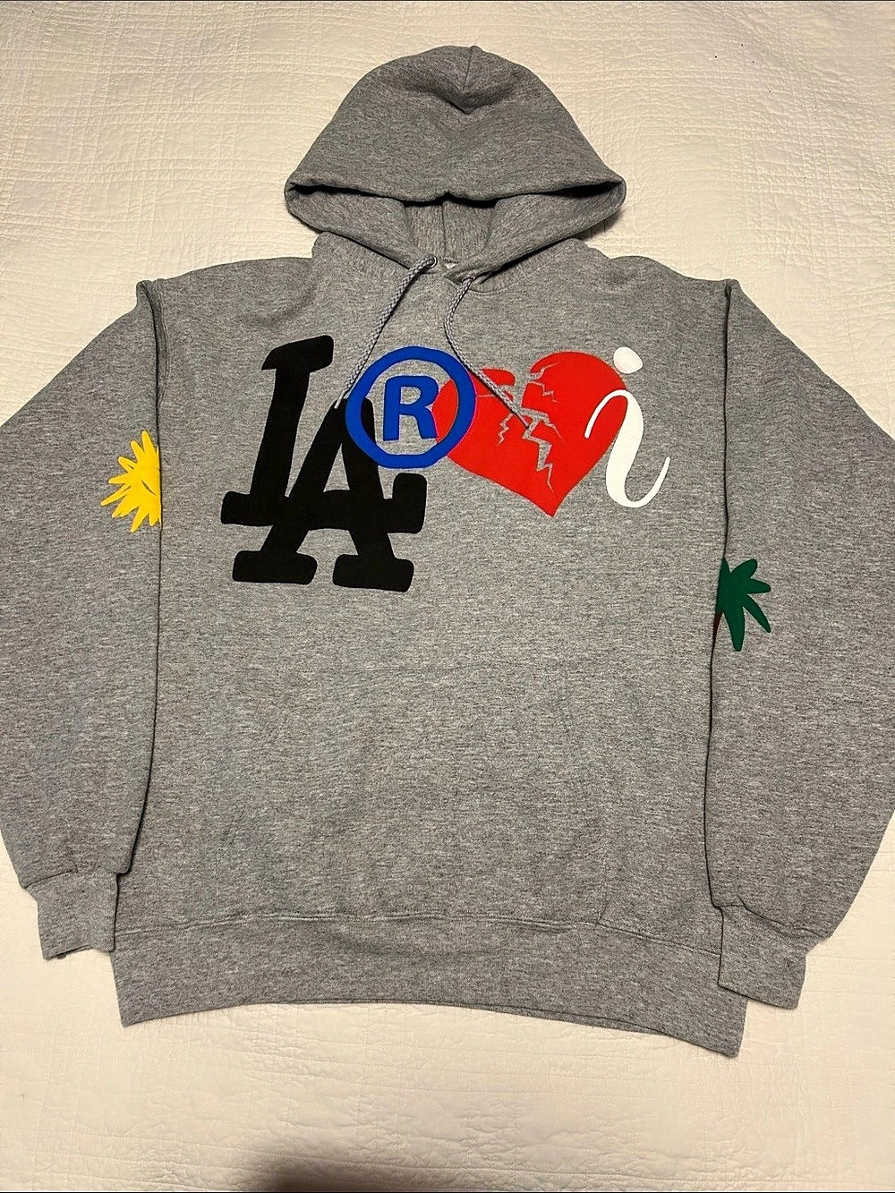 The Kid LAROI Family Club Puff Print Graphic Pullover Hoodie in Heather Gray